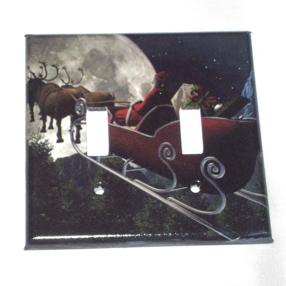 CHRISTMAS SANTA -DOUBLE Light Switch Plate Cover - Picture 1 of 1